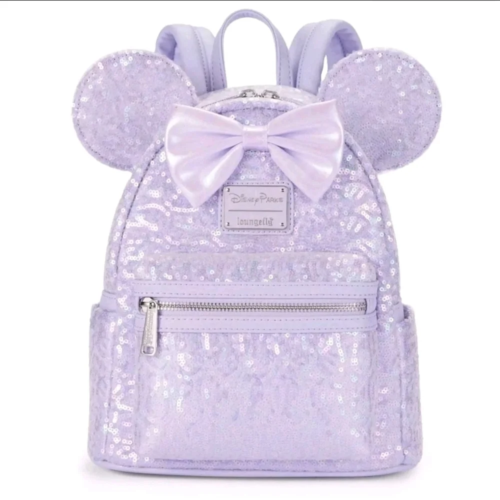 Disney Lavender Opalence Sequin Loungefly Backpack with Bow